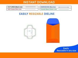 abierto final sobre 2.25x3.5 pulgada morir cortar modelo y 3d sobre caja dieline y 3d caja vector