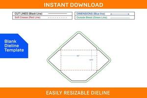 Envelope 4.75x8.5 inch dieline template and 3D envelope Blank dieline template vector