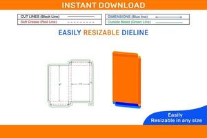 3.10x0.40x6 inch RTE or reverse tuck end  box Dieline template and 3D box vector