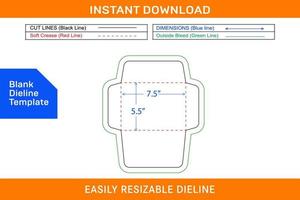 Booklet small size envelope 5.5x7.5 inch dieline template design Blank dieline template vector