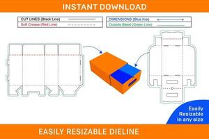 Shoe cover and tray box with holding notch Dieline template and 3D box design Box dieline and 3D box vector