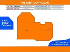 Creative envelope dieline template design and 3D vector file Color Design Template