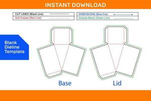 Cake slice box, triangle birthday cake slice box dieline template and 3D box design Blank dieline template vector