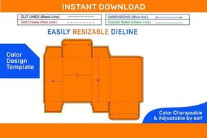 Custom Reverse Tuck  or RTE End folding box dieline template Color Design Template vector