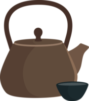 Oriental style ceramic teapot of illustration. png