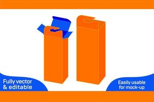 Hanging cardboard pencil box with window dieline template and 3D box design 3D box vector