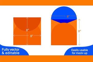 Circle envelope die cut template and 3D envelope vector