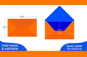 Custom envelope dieline template and 3D envelope design 3D box vector