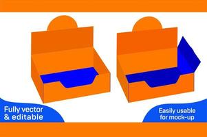 Display cardboard box dieline template and 3D box design 3D box vector