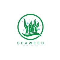 Seaweed vector logo icon illustration design.includes seafood,natural products,florist,ecology,wellness,spa.