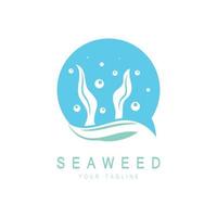 Seaweed vector logo icon illustration design.includes seafood,natural products,florist,ecology,wellness,spa.