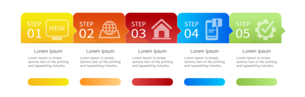 Infografica flusso grafico modello con icone e pulsante.opzioni e passaggi png