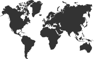 World Map Silhouette.Global Mapping in the Digital Age illustration png