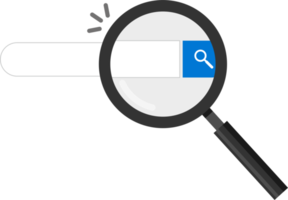 la loupe fait face à la barre de recherche et la page Web invite à rechercher png