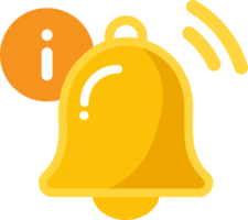 Notification bell icon . Ringing bell and notification sign for alarm clock and smartphone application alert or new message. png