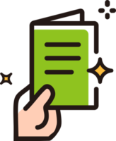 line of read document icon. Hands holding page with resume file png