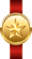 gouden medaille met rood lint .kampioen en winnaar prijzen sport- medaille . png