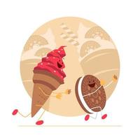 Running Cookies and Ice Cream vector