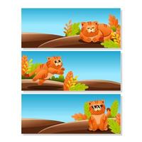 Set of Cute Orange Cat Banners vector
