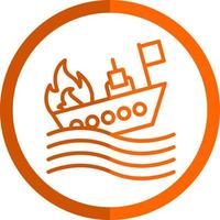 diseño de icono de vector de barco en llamas