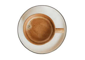 White plate and cup with coffee isolated on a transparent background png
