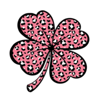 Kleeblatt Blatt und Rosa Leopard Haut png