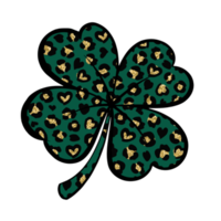 Clover leaf and gold leopard skin png