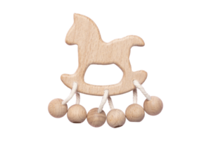 Beige wooden baby toy isolated on a transparent background png