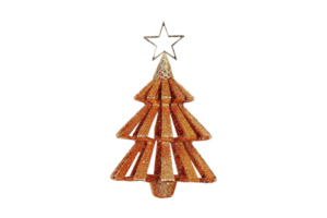 Golden christmas tree decoration isolated on a transparent background png