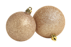 Golden christmas balls isolated on a transparent background png