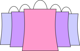 teckning av färgrik påsar med inköp utan bakgrund, isolerat element png