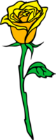 yellow rose drawing with black outline no background, isolated element, logo png