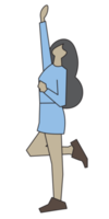 mujer de negocios personaje pose, plano dibujos animados diseño. png