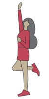 mujer de negocios personaje pose, plano dibujos animados diseño. png