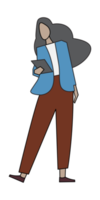 Businesswoman character pose, flat cartoon design. png