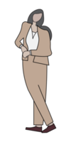 Businesswoman character pose, flat cartoon design. png