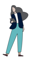 Businesswoman character pose, flat cartoon design. png