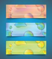 Glass morphism banner, colorful fluid gradient background vector template Banner, 3d Poster set with different color concept.