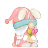 Gnom Aquarell Ostern Clip Art, Frühling png, Gnom Hase png