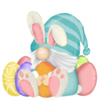 gnomo acquerello Pasqua clipart, primavera png, gnomo coniglio png