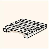 wooden pallet cartoon vector and illustration, black and white, hand drawn, sketch style, isolated on white background.