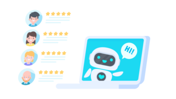 auto respuesta sistema con inteligente robots proporcionar información y ayuda clientes con problemas png