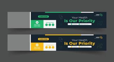 The header for medical healthcare, channel header template, social media template, channel header and web banner, professional social media cover for hospital clinic business vector