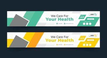 The header for medical healthcare, channel header template, social media template, channel header and web banner, professional social media cover for hospital clinic business vector