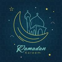 Ramadan Kareem, Eid Mubarak Greeting Line Icon Minimal Vector Design