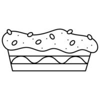 Doodle easter cake2 with sprinkling. Black and white vector illustration.