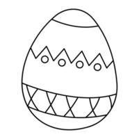 Doodle Easter egg2 with stripes and an circle. Black and white vector illustration.