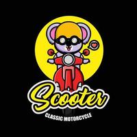 Cute koala riding scooter cartoon tshirt design vector