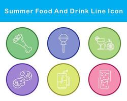 Summer Food And Drink Vector Icon Set