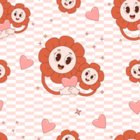 Retro seamless pattern with Groovy  Flower png